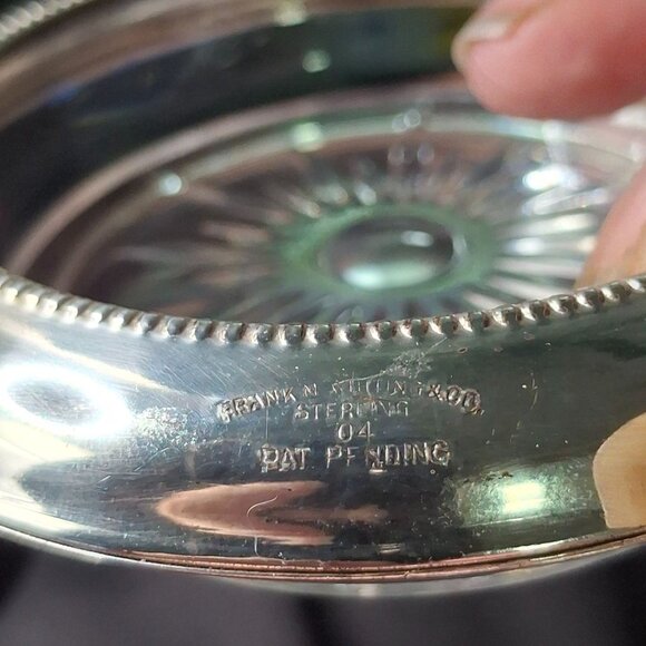 Frank M. Whiting & Co. Sterling Silver & Glass Coasters Set Of 2 - Picture 3 of 5
